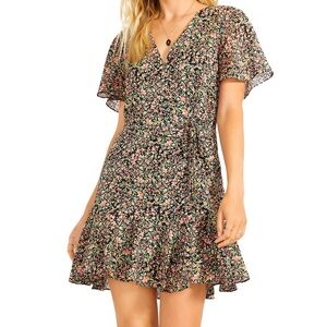 BB Dakota Black and Pink Floral Mini Dress